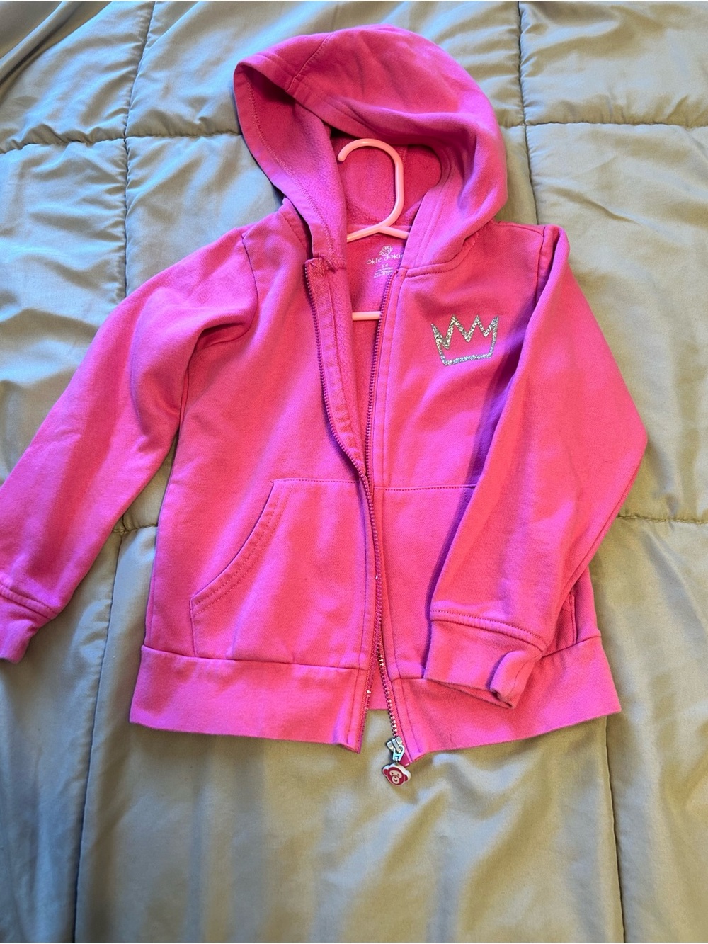 Bundle & Save. Girls' size 4 Pink Hooded Zip Sweatshirt with Crown Detail